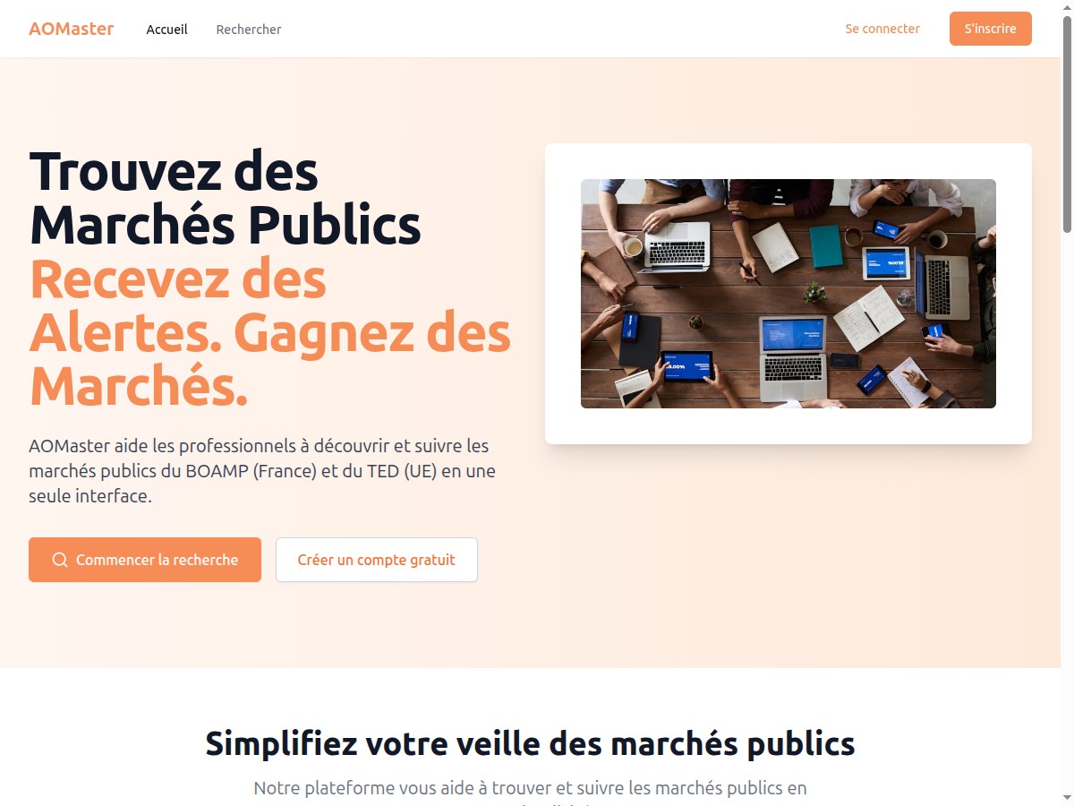 AOMaster, plateforme de veille marchés publics